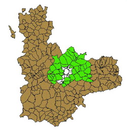 Mapa de la provincia de Valladolid. Ámbito de actuación del Cuerpo de Bomberos