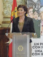 Mayte Martínez durante la lectura del manifiesto