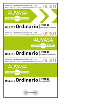 AUVASA billete ordinario en estancos